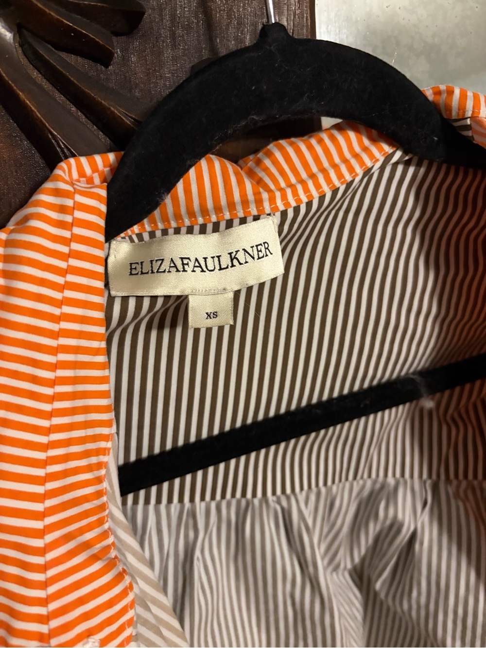Eliza Faulkner Orange Striped Button-Down Shirt